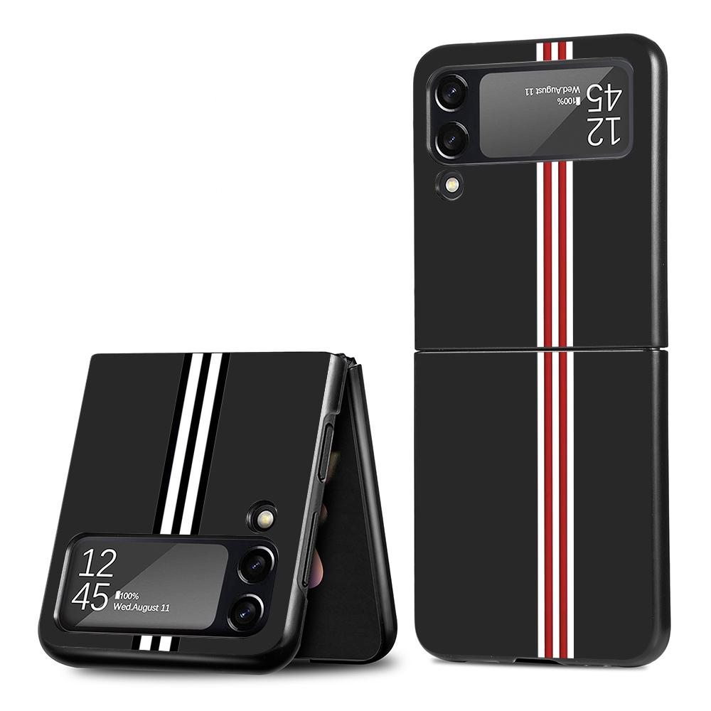 Husă Telefon Mobil pentru Samsung Galaxy Z Flip3 Flip4 5G Negru Coque Z Flip 3 Husă PC Dură de Lux Zflip3 Funda Dungi Marcă Sport