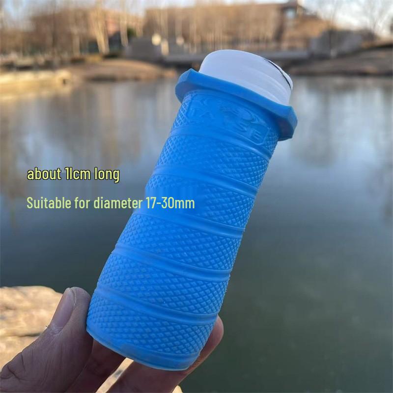 Third Gen Fishing Rod Handle: Anti-slip, Wear-resistant Silicone Grip with Built-in Rod Stopper and Pull-out Cover.