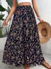 Women's Ditsy Floral Elastic High Waist Flowy a Line Maxi Skirt Casual Summer Beach Long Sundress Bottom