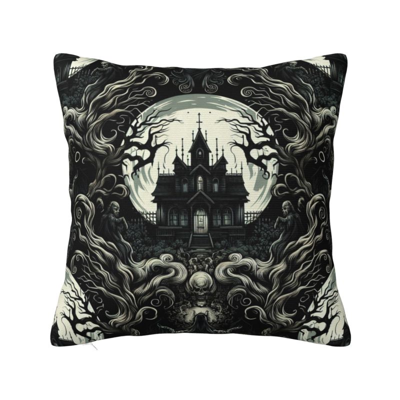Custom Halloween Haunted Mansion Pillow Case 40x40cm Cushion Cover Decoration Salon Square Pillowcase