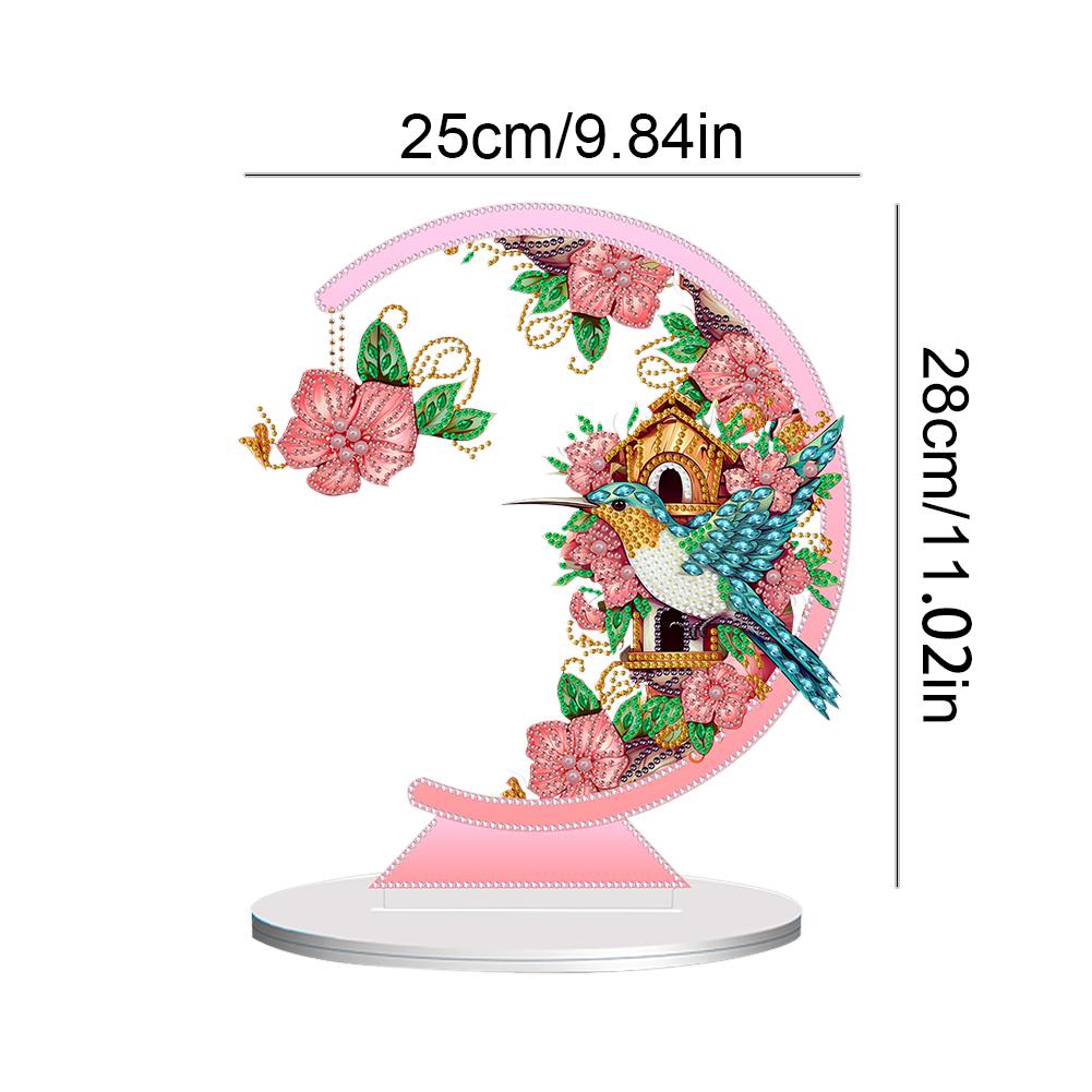 Diamantkunst Tischdeko in Sonderform Vogel mit Blume im Schnabel Vogelverziert Desktop Diamantkunst für Heim-Büro Desktop-Deko