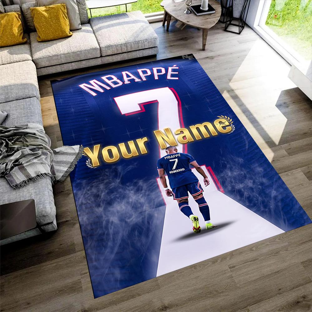 Mbappé Personalized Text Area Rug Perfect for Study Room Dormitory Hallway Balcony Antislip Carpet Decorate Offices Gift for Festivals