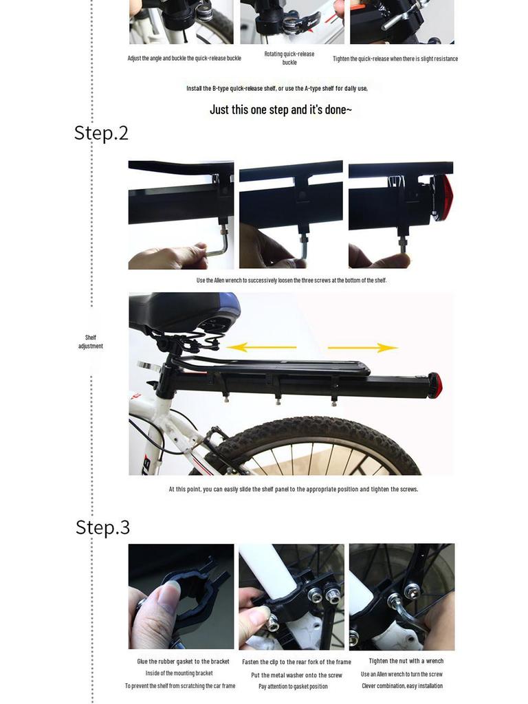 Aluminum Alloy Quick Release Bicycle Cargo Rack for Road and Mountain Bikes