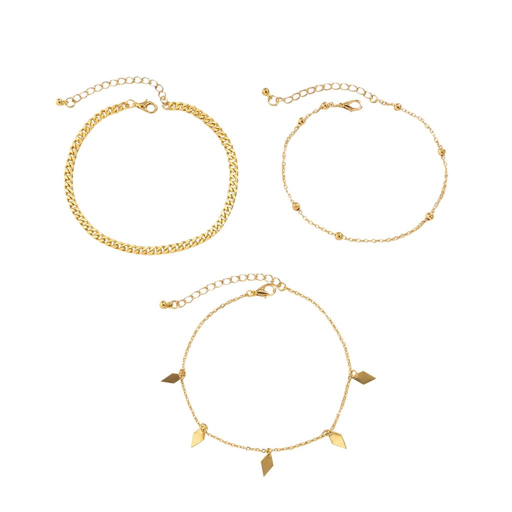 3pc Anklet Women's Anklet Shaped Initial Anklet Summer Gift Beach Decorations