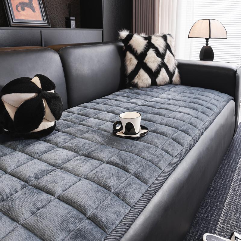 

Оксамитовий однотонний чохол на диван, універсальний для чотирьох сезонів, однотонний, нековзкий, подушка для дивана, рушник для дивана, для дому, для прикраси вітальні 70x150cm сірий