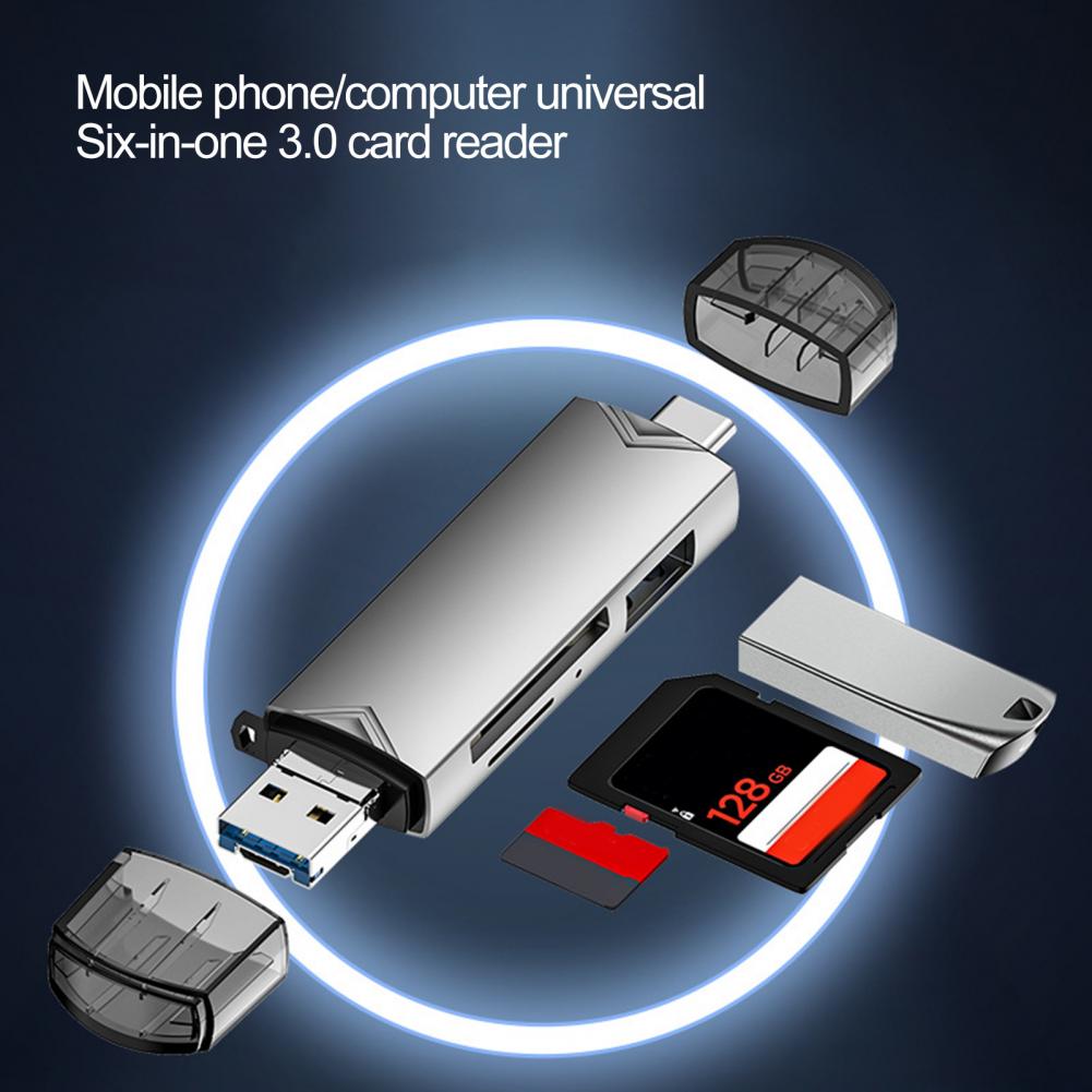 USB 3.0 Multi 6-in-1 Memory Card Reader SD/TF Card Micro USB Type-C Phone OTG Card Reader