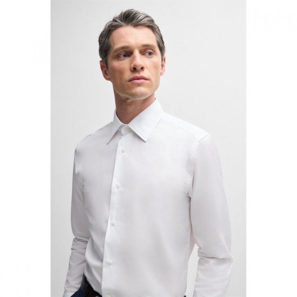 Boss Italian Cotton Poplin Slim Fit Shirt White 50525367100