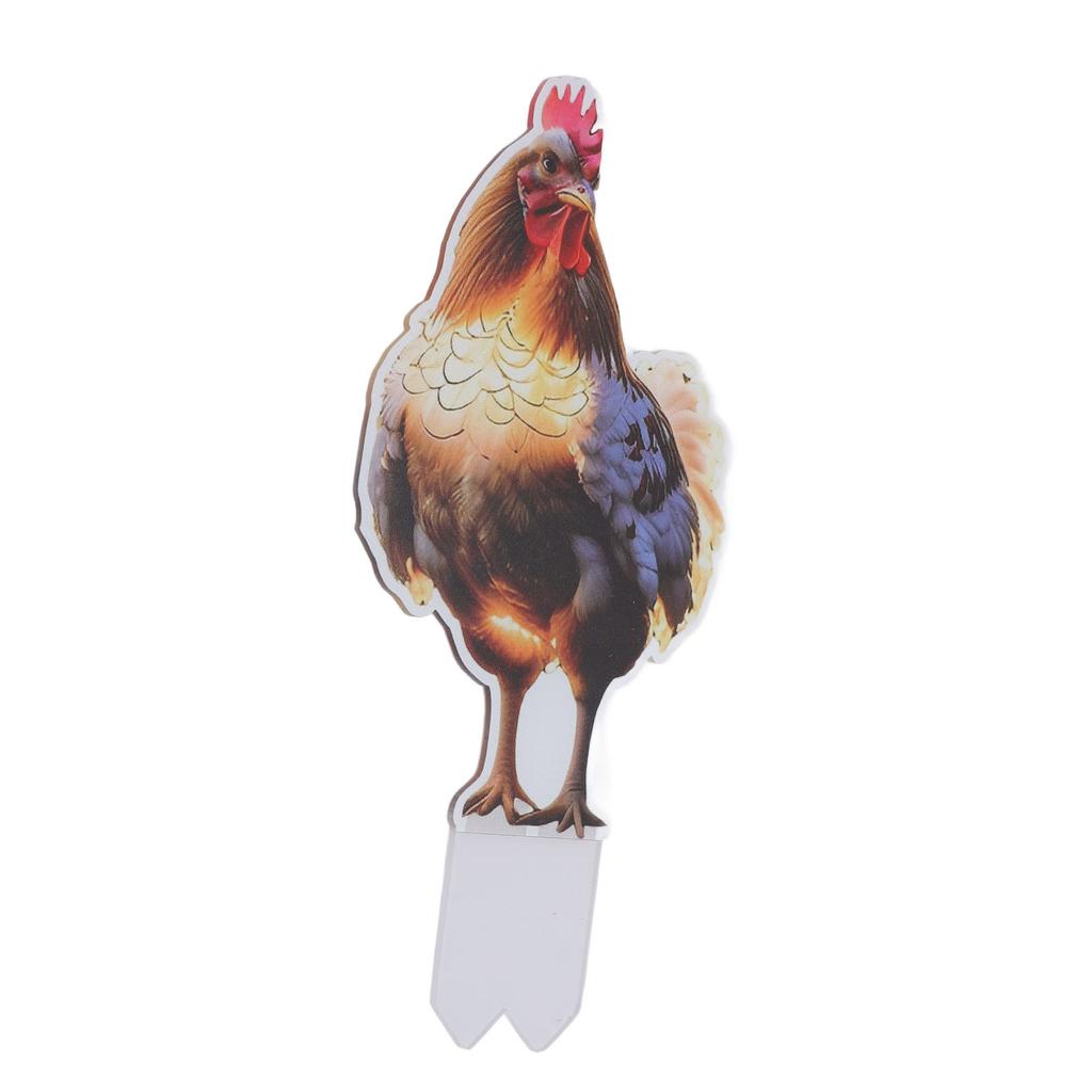Xmas Chicken Yard Sign with Stake Acrylic Water Resistant Double Sided Xmas Rooster Outdoor