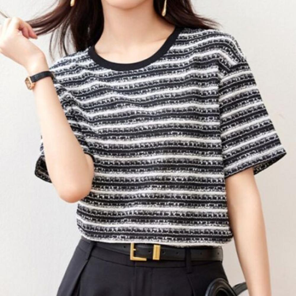 Navava Casual STriped Round Neck ShorT Sleeve T shirT nT1714