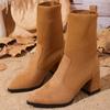 Women High-heeled Boots Temperament Pointed Leather Boots Fashion High Heels Ankle Boot Slim Fit Elastic Socks Boots Botas Mujer