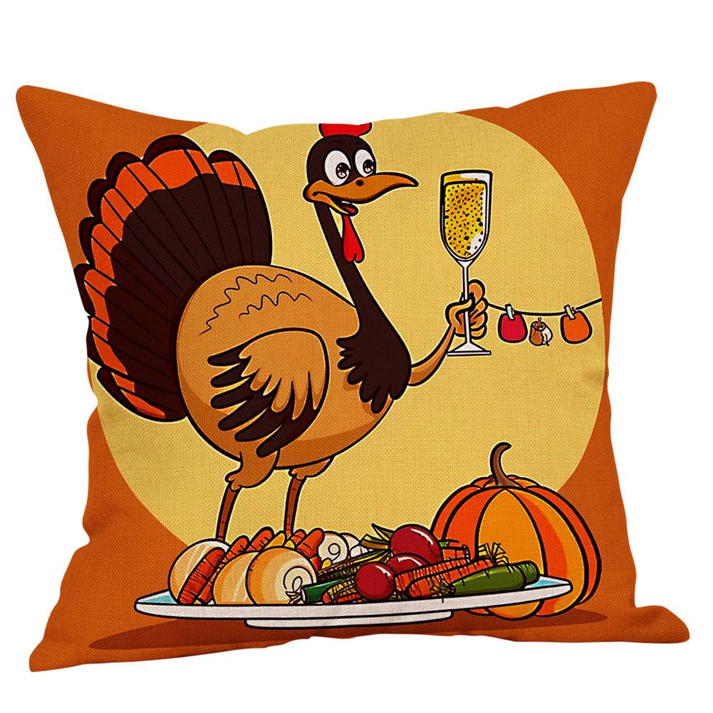 Cartoon Turkey Pattern Throw Pillow Covers With Digital Printing Of Short Plush Fabric Car-Shaped Sofa Cushion Office Home Decor