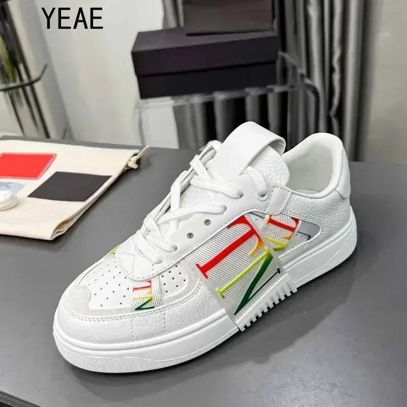 High-quality luxury trend colorful patchwork letters casual shoes High-end men's and women's leather shoes
