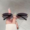 Trendy Cut Edge Personalized Oval Frame Sunglasses New Frameless Spicy Girl Hip-hop Sunglasses Metal WOMEN'S Sunglasses MEN'S Su