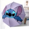 Stitch,Cute Automatic Opening and Closing Umbrella - 8 Ribs Windproof Portable Folding Umbrella with Plastic Handle, Suitable for Casual and