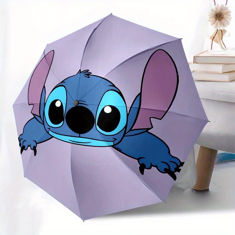 Stitch,Cute Automatic Opening and Closing Umbrella - 8 Ribs Windproof Portable Folding Umbrella with Plastic Handle, Suitable for Casual and
