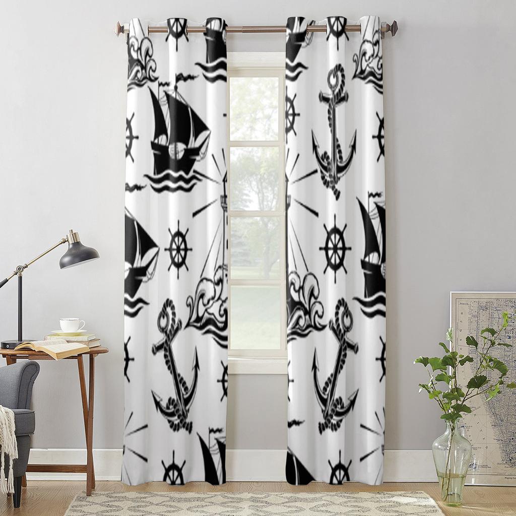 Lighthouse Ships and Anchors Luxury Window Curtain for Living Room Bedroom Home Decor Kitchen for Window Drapes