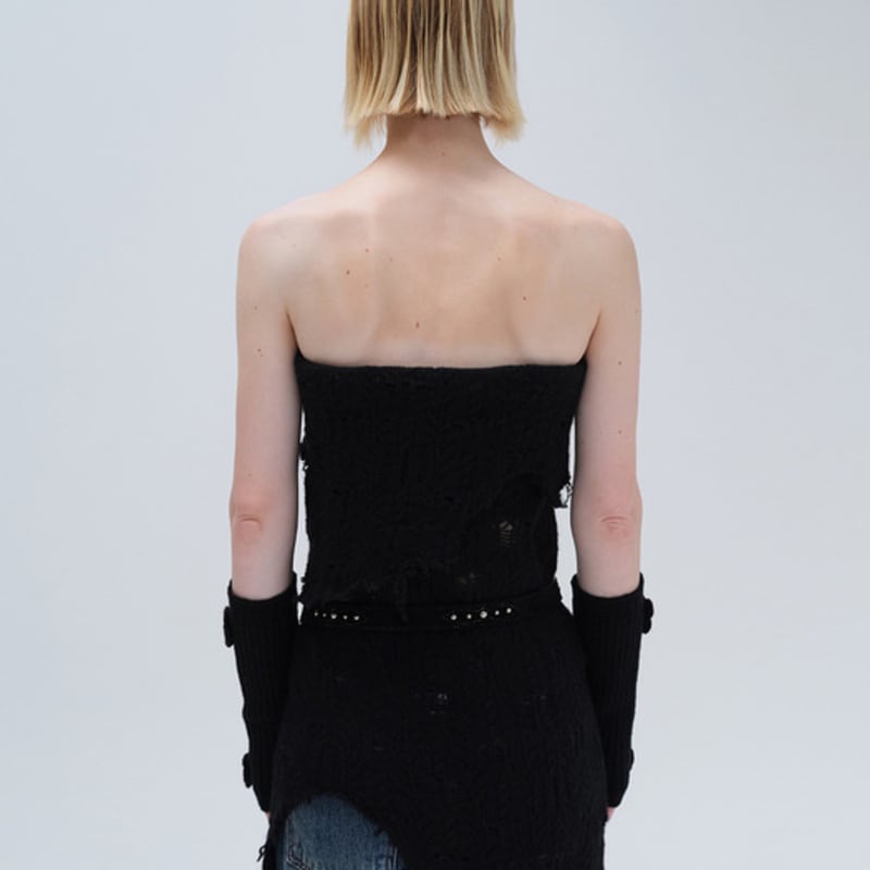 DIAGONAL APPLIQUE HAND WARMER (black)