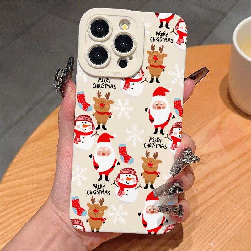 Santa Claus Elk Snowman Phone Case For iPhone 16 15 14 Plus 13 12 11 Pro Max 16 Plus X XR XS MAX 8 7 Plus Autumn aWinter Gift Shockproof Soft Cover