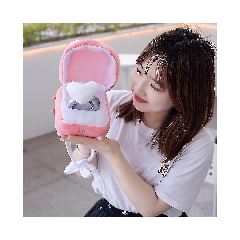Creative Ring Box Plush Toy Love Diamond Ring Case Stuffed Couple Ring Surprise Gift Box Propose Memory Wedding Anniversary Gift