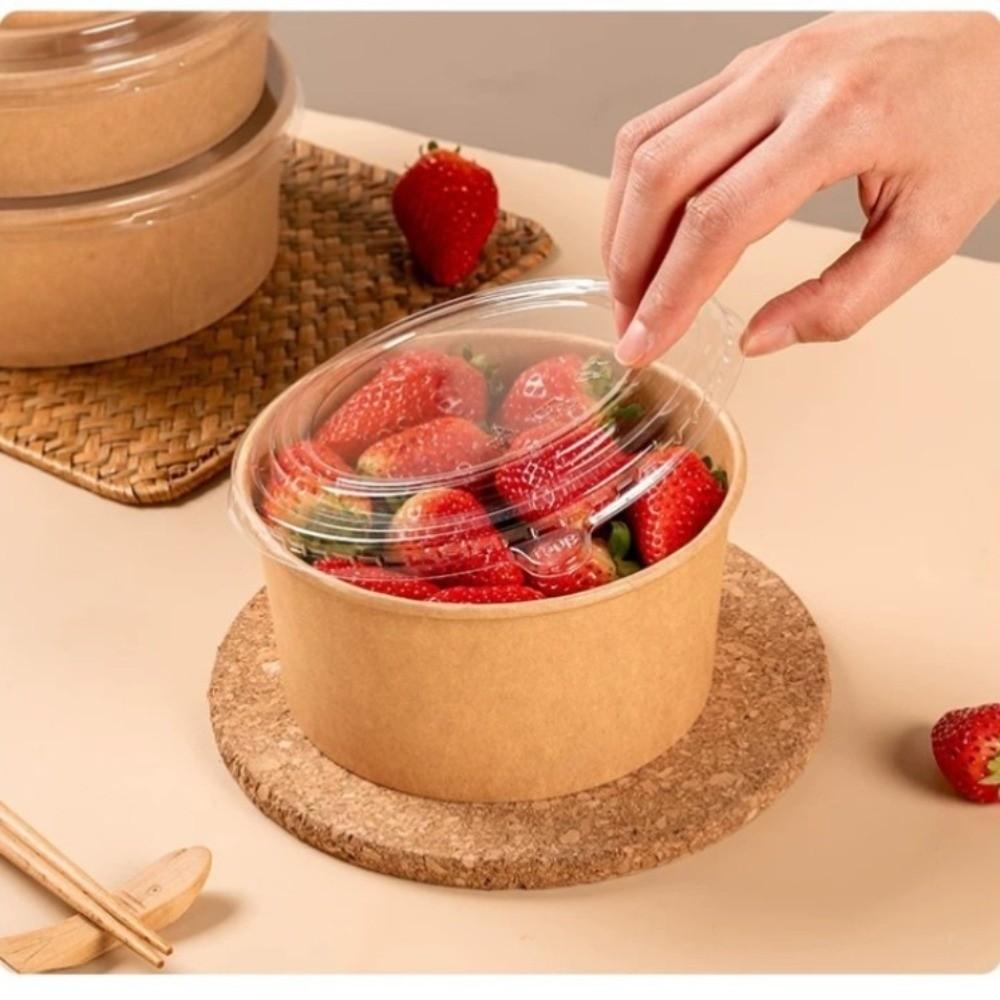 50pcs Disposable Kraft Salad Bowl 500/750ml Disposable Food Container  Food Packaging