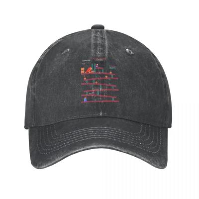 Donkey Kong Baseballkappen Unisex Used Washed Snapback Hut Arcade-Spiel Collage Vintage Retro Outdoor-Trainingskappen Hut