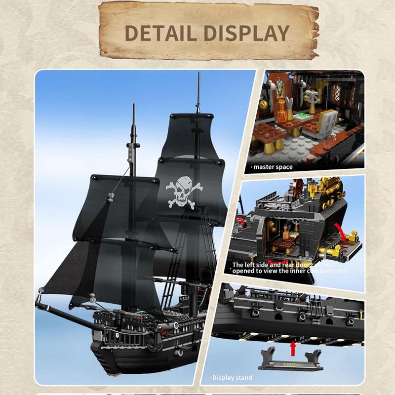 1424PCS Piratenschiff Bausteine Segeln Sturmschiff Modell Bausteinsets Kreative Desktop-Dekoration Pädagogisches DIY-Spielzeug für Kinder ohne Karton