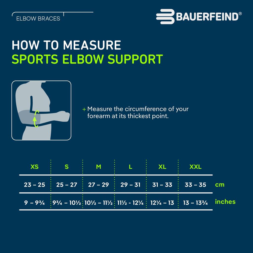 BAUERFEIND Sports Elbow Made in General Medical Silicone Pads on Both Sides of the Elbow to Stabilize the Elbow Joint Size Support, Germany, Device,