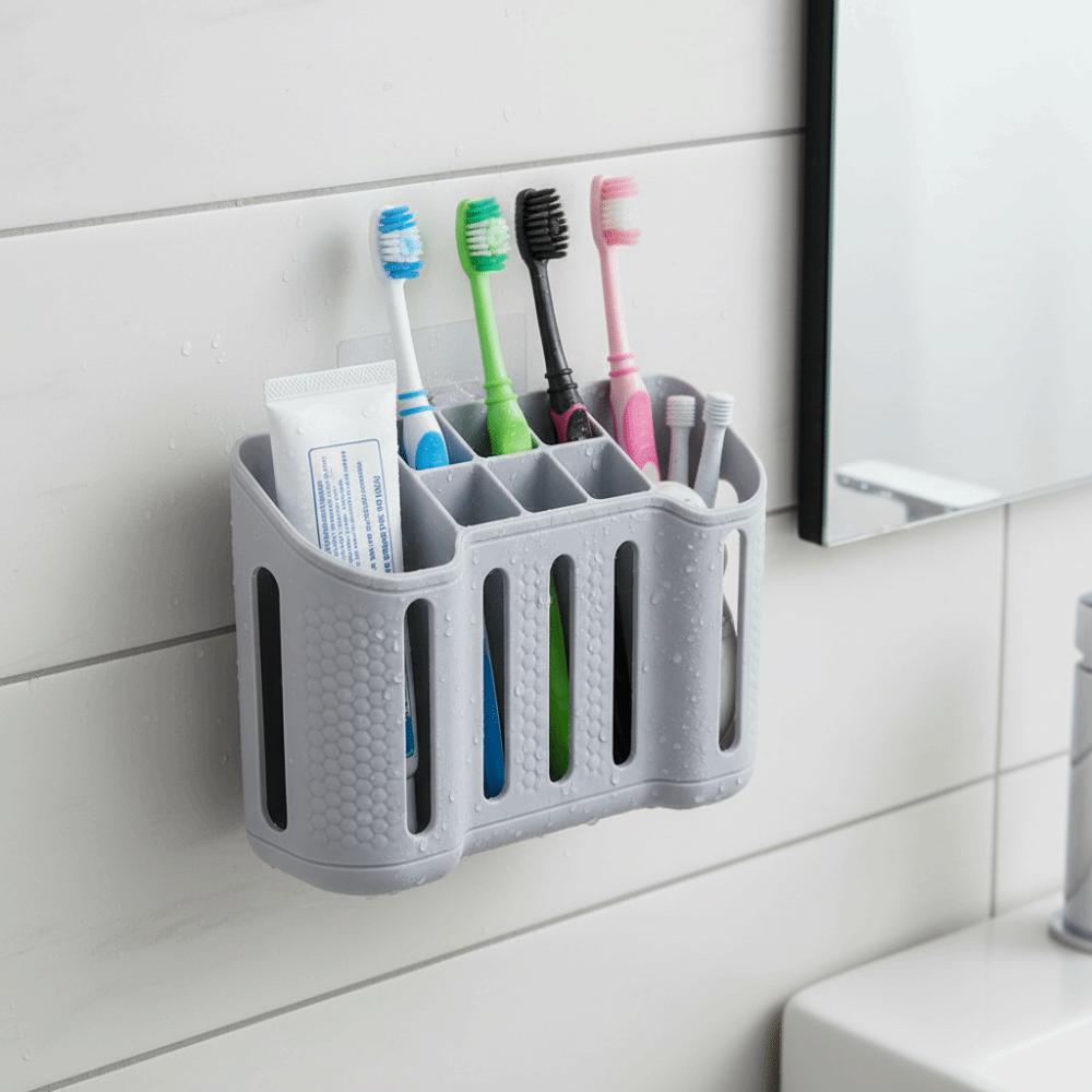 Wall Mounted Storage Rack Partition Storage Bathroom Organizer Toothpaste Holder Dormitory