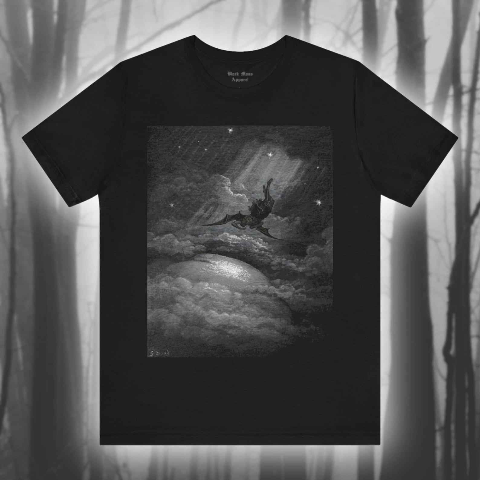 Towards the Coast of Earth Beneath, Paradise LosT-Shirt, Gustave Dore Art, John Milton, Classic Literature Unisex Jersey Short Sleeve Tee L