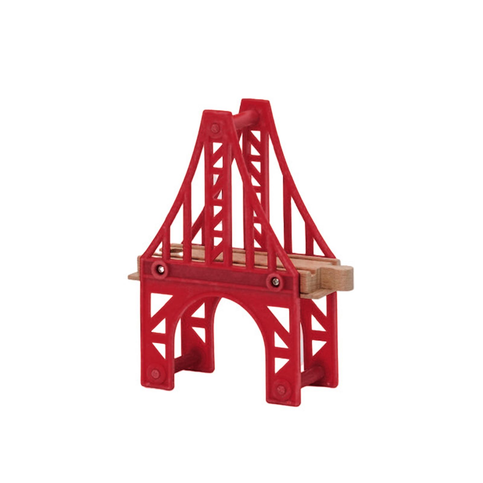 Wooden Suspension Bridge Toy Compatible with Train Tracks Educational Construction Set Bridge Accessory for Kids Building Play One Size красный