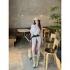Kumikumi Old Qian Style Suit Stylish Long Sleeves Shirt Women's Autumn High Waist Slim Looking Casual Shorts Two-piece Set