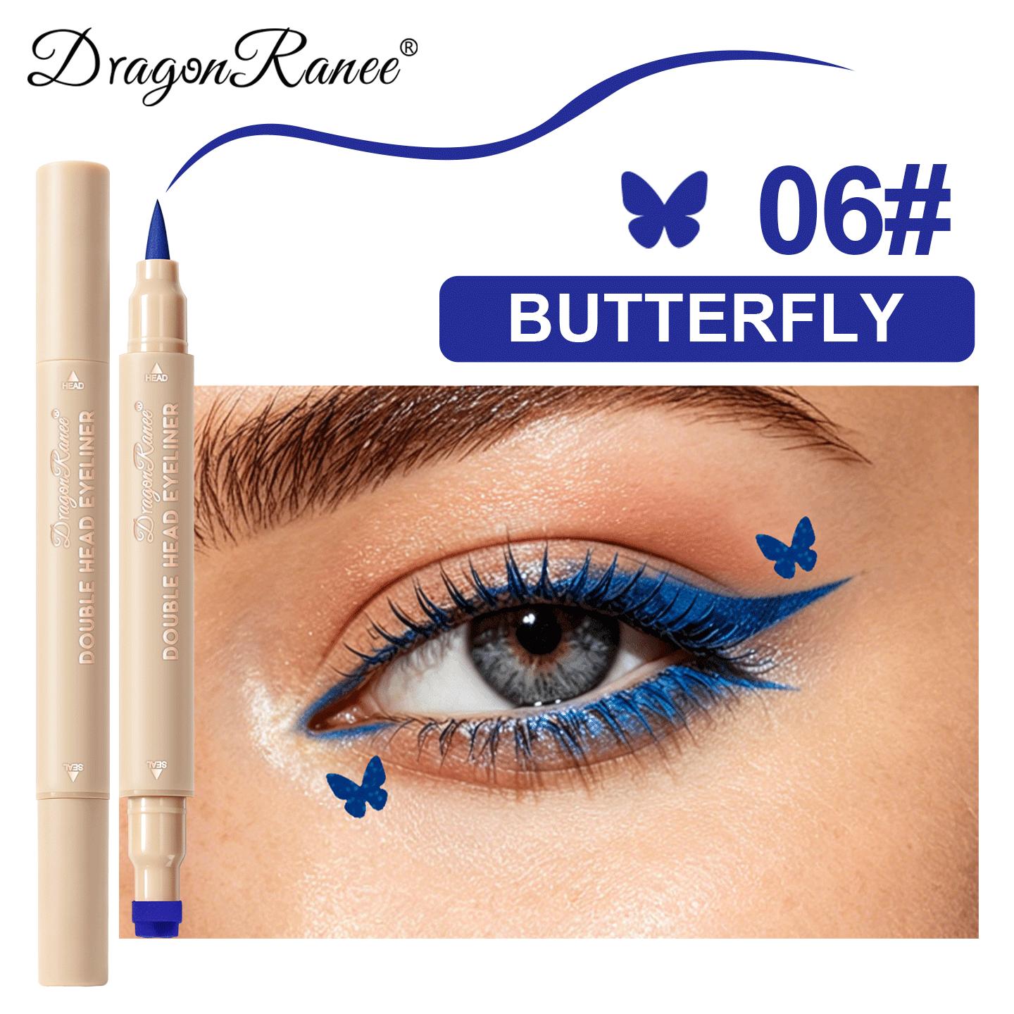Dubbele Kop Stempel Vloeibare Eyeliner Vlekbestendig Sneldrogend Waterdicht 2-in-1 Kleurrijk Liefde Ster Vlinder Ooglijn Potlood Make-up No Box&1.5g