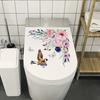 1 Set Decorative Toilet Sticker Easy Use PVC Self-adhesive Delicate Flower Portable Wall Fridge Decal for Daily Use