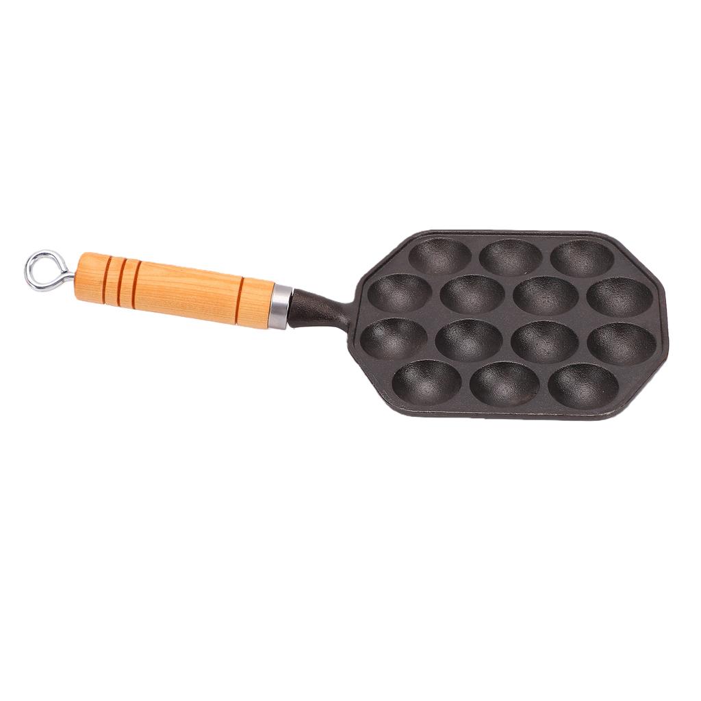 Sartén para Takoyaki de 14 Agujeros de Hierro Fundido Antiadherente con Mango Desmontable Fabricante Anti quemaduras de Bolas de Pulpo