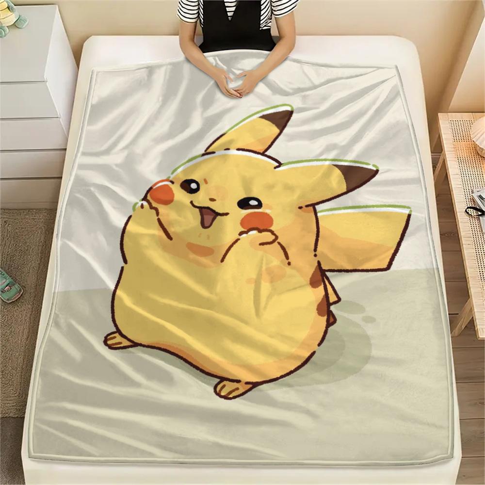 Pikachu Cozy Printed Flannel Blanket for Home Bed Sofa Travel Picnic Use.-TING