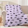 1pc black and white dog paw print blanket polyester fabric machine washable suitable for bedroom living room decoration