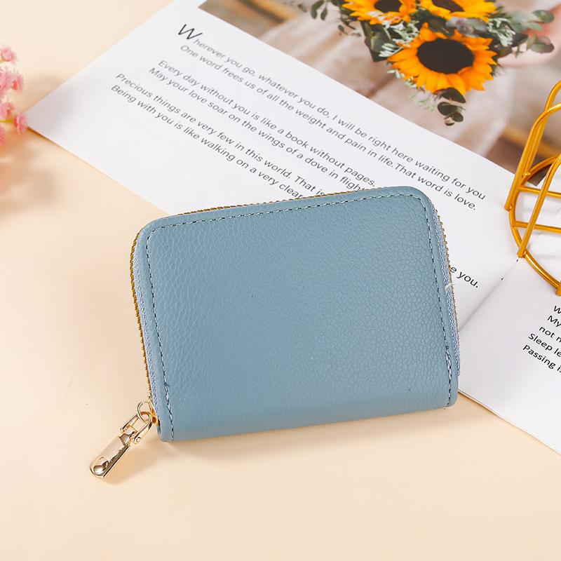 RFID anti-theft brush organ card bag, male and female card holder, card bag, multi-function zipper driver's license bag, small wallet.