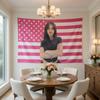 Rosa Amerikanische Flagge Wandteppich, Niedliche Dekorationsartikel für Wohnheim & Schlafzimmer, Trendiges Patriotisches Flaggen-Kunstposter, Ideales Geschenk für Teenager