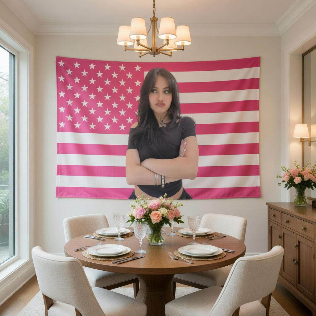 Pink American Flag Tapestry Wall Hanging Cute Dorm Bedroom Decor Trendy Patriotic Flag Art Poster Ideal Gift for Teens