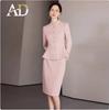 AD Winter Damen High-End Pink Wollmischung Blazer & Hosen Set - Elegantes Professionelles Outfit