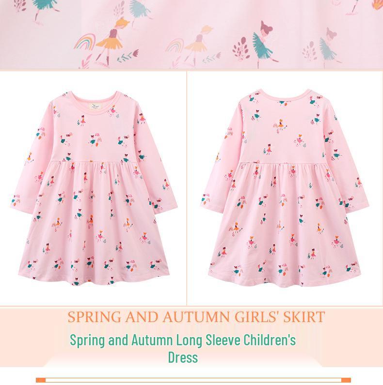 In-Stock Knitted Long-Sleeve Girls' Autumn Dress – European & American Style Cute Princess Skirt