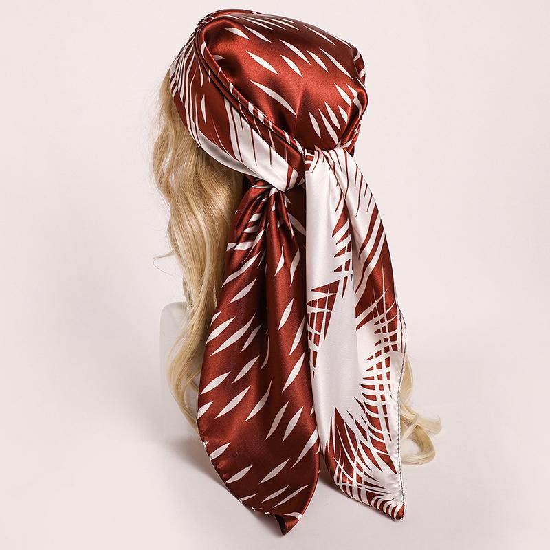

Fashion Women Satin Square Scarf for Muslim Hijab Luxury Brand Designer Elegant Lady Satin Silk Scarves Hijab Hair Wrap Foulard 90x90 cm