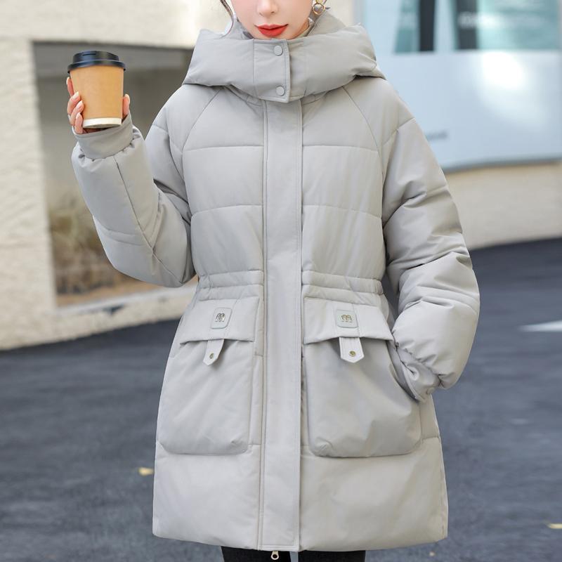 

Модное зимнее пальто женское длинное парки с капюшоном свободное толстое теплое женские куртки 2XL серый