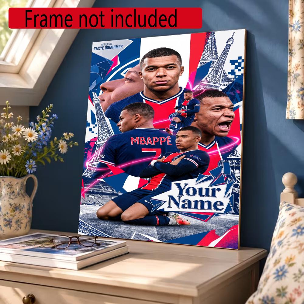 Mbappe Personalized Name Diamond Paintings Mosaic Wall Round Diamond Art Painting Kits Embroidery Crystal Accessories Frameless