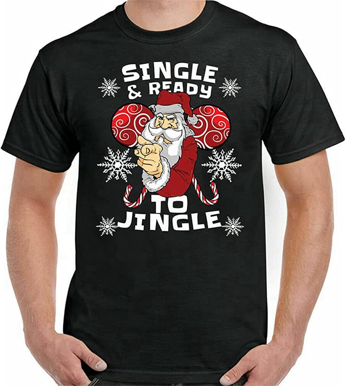 Christmas T Shirt Single and Ready to Clinking Mens Funny Ugly Top 3XL чёрный