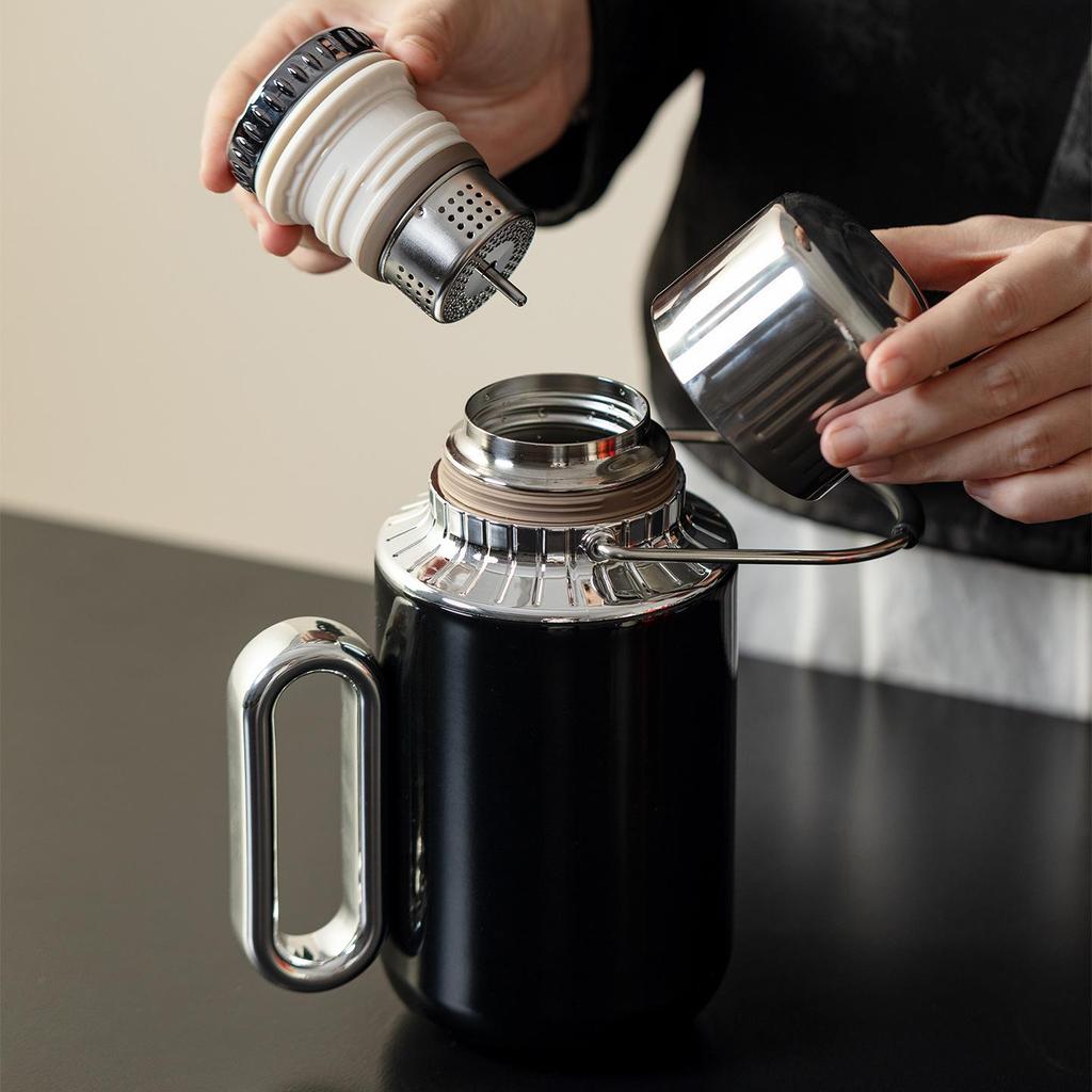 Tang Song Black Handle Stainless Steel Stewing Teapot & Insulated Water Bottle Gift Set