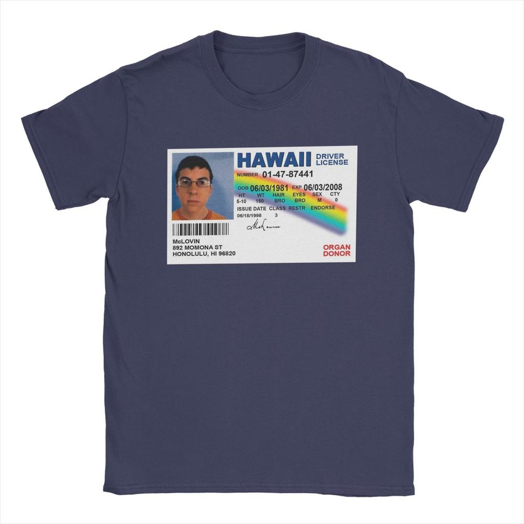 Men's T-Shirt Mclovin ID Superbad Vintage 100% Cotton Tees Short Sleeve T Shirt Crew Neck Tops Summer