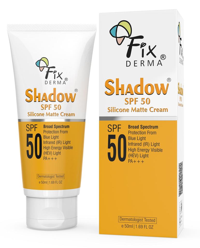 Fixderma Shadow Sunscreen SPF 50 Silicone Matte Cream PA+++ | For Oily & Acne Prone Skin | Broad Spectrum & Blue Light Protection | Matte Sunscreen