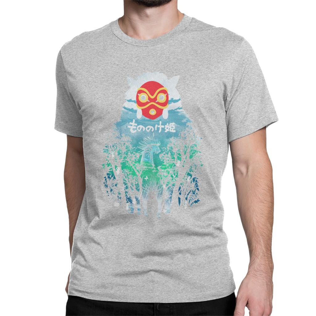 Vintage River Flows In You T Shirt For Men Pure Cotton T Shirts Princess Mononoke Ghibli