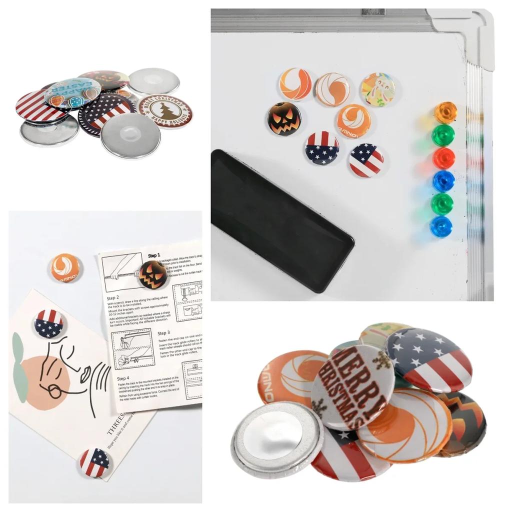 100PCS 25mm 32mm 58mm Soft Strong Magnet Fridge Button Making Parts DIY Refrigerator Button Badge Maker Accessories Supplies